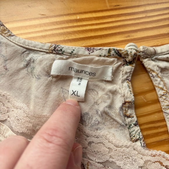 Women’s Floral Boho Cottagecore Blouse XL Lace Trim Prairie Peasant Fairycore - Picture 6 of 11